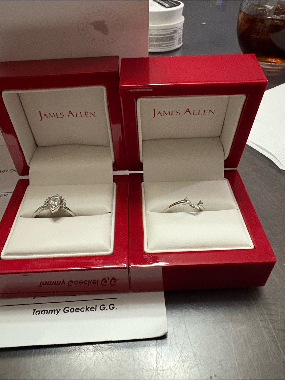 Pear-Shaped Halo lab diamond ring set